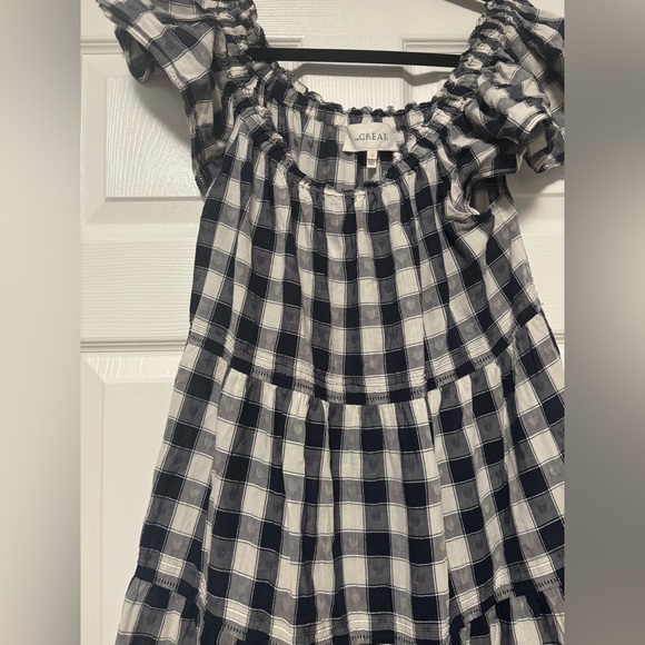 THE GREAT Nightingale Gingham Midi Dress in Navy Blue Heart Size 1 - Picture 10 of 14